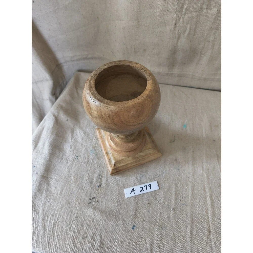 Vintage Handmade Wooden Hand-Turned Cup / Vase  8